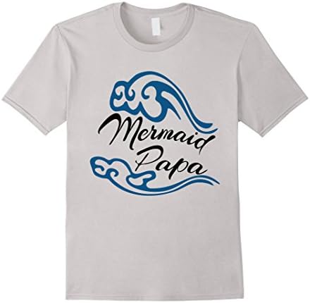 Mens Mermaid PAPA TShirt Father's Day Gift Medium Silver
