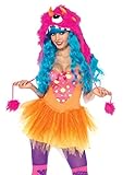 Leg Avenue Women's 2 Piece Shaggy Shelly Tutu Dress And Furry One Eyed Monster Hood