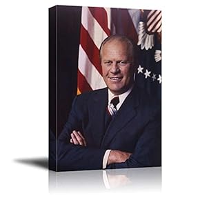 Portrait of Gerald R. Ford (38th President of The United States) - American Presidents Series - Canvas Wall Art Gallery Wrap Ready to Hang - 12x18 inches