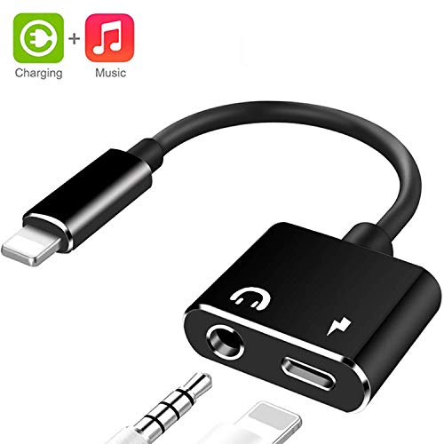 Headphone Jack Adapter Dongle for iPhone Xs/Xs Max/XR/ 8/8 Plus/X (10) /11/11 pro/7/7 Plus Adapter to 3.5mm Splitter Converter Compatible Charger and Listen to Music Aux Adapter Audio + Charge Adaptor