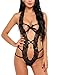 Avidlove Women Lingerie Deep V Halter Lingerie Teddy One Piece Bodysuit Lace Babydoll Black Lace Bodysuit Small