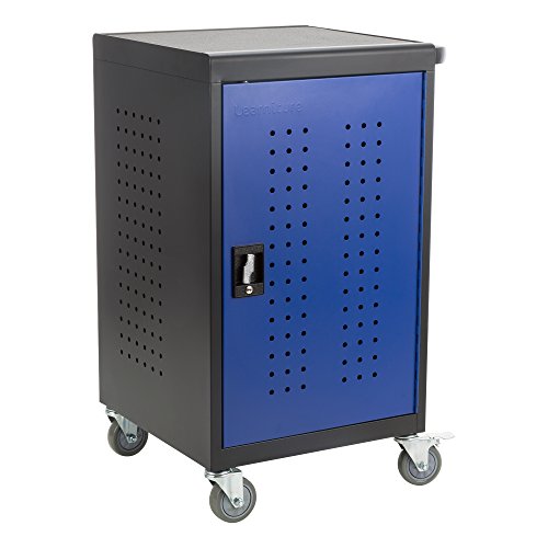 Learniture LNT-ADN3000BKBL-SO Shape Series 30-Device Assembled Charging Cart, black Body/Blue Doors - Thumbnail 4