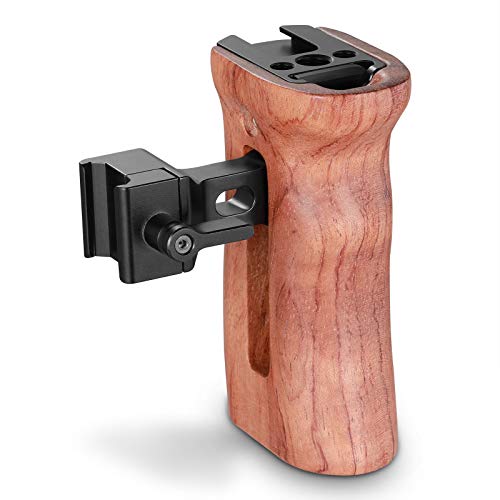 SMALLRIG Universal Side Wooden NATO Handle Grip DSLR Camera Cage w/Cold Shoe Mount Built-in Wrench, Threaded Holes - 2187