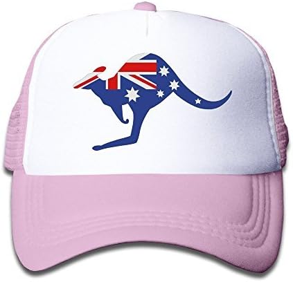 Gsyful Youth Children Girl Boy Kids Custom Anime Australian Kangaroo Flag Unisex Half Mesh Adjustable Baseball Cap Hat Snapback Pink