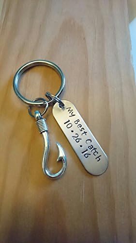 Hand Stamped Personalized My Best Catch Keychain - Fishing Keychain - Boyfriend Keychain - Anniversary Gift