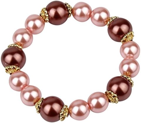 Pink Glass Pearl Stretch Bracelet