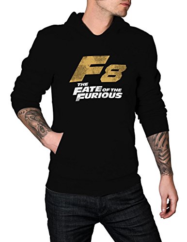 Mens F8 Distressed Logo Hoodie | Black, L