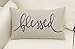 EURASIA DECOR Blessed Embroidered Decorative Lumbar Accent Throw Pillowcase - Bedroom, Living Room, Couch, New Home Decor - 12x20 Inches, Linen