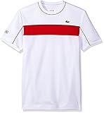 Lacoste Men's Short Sleeve Jersey Tech with Novak Graphic T-Shirt, TH3333, White/Red/Black, X-Large