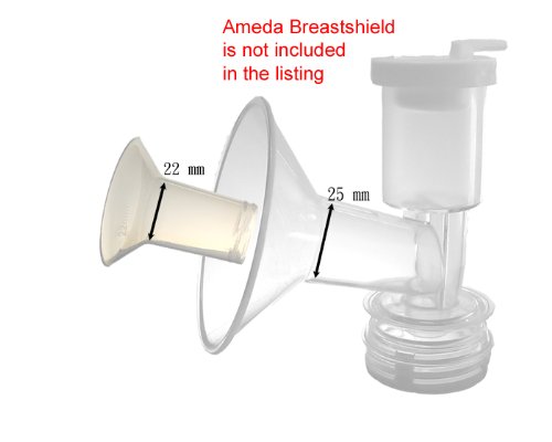 Maymom Breast Pump Reducing Flanges for Ameda Purely Yours Breast Pump, BPA Free, Fit on 25 mm Ameda Flange & Reduce to 22mm; 22 mm - 4 Pack