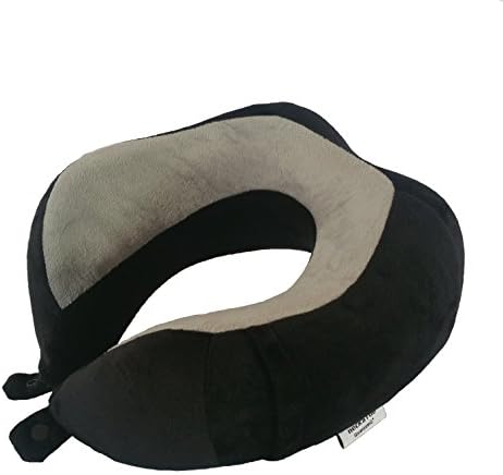 Neckaide Travel Neck Pillow Ergonomic Design Memory Foam Cuddlesoft Velboa Fabric Machine-Washable Cover Hypoallergenic with Pouch Bag