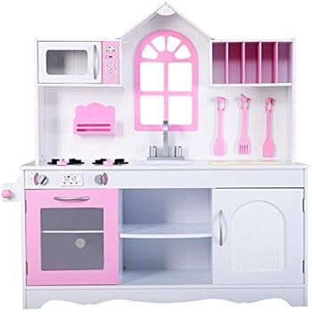 Costzon Play Kitchen Set, Wooden Chef's Pretend Play Toy w/Cookware Accessories, Pretend Cooking Food Set for Toddlers, 42