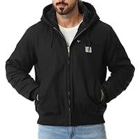 TUAOVA Men's Work Coat Washed Duck Fleece Lined Waterproof Workwear Fit Relaxed Winter Hooded Active Jacket