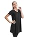 Come Together California CTC WT1057 Womens V Neck Short Sleeve Pleats Tunic Top XL Black