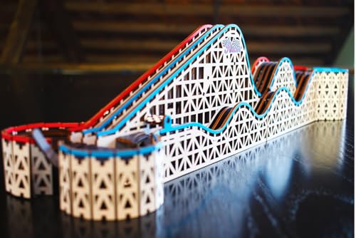 Coasterdynamix 3-D Snap-Together Marble Rollercoaster Wooden Model Kit - Marble Rolling Building Puzzle Kit for Adults and Kids, Toy Puzzles and Mini Craft Decor Models for Jigsaw Assembly Projects
