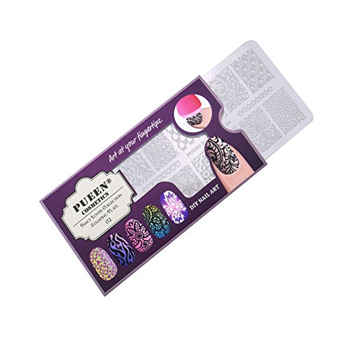 PUEEN Nail Art Stamping Plate - Fancy Lover 02 - 125x65mm Unique Nailart Polish Stamping Manicure Image Plates Accessories Kit BH000664