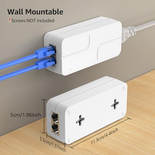 YuanLey PoE Injector 2.5G 30W, PoE+ Converts Non-PoE Port to PoE+, 52V IEEE 802.3at/AF, 10/100/1000/2500Mbps Ethernet Adapter Plug & Play, Up to 100m
