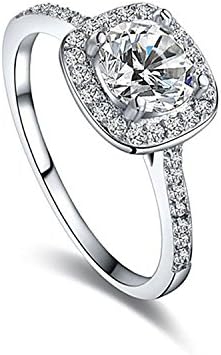 Vanjo Women's Cubic Zirconia CZ Crystal Engagement Wedding Band Anniversary Promise Fashion Jewelry Ring Sparkly Ring Big Square Finger Ring (8)