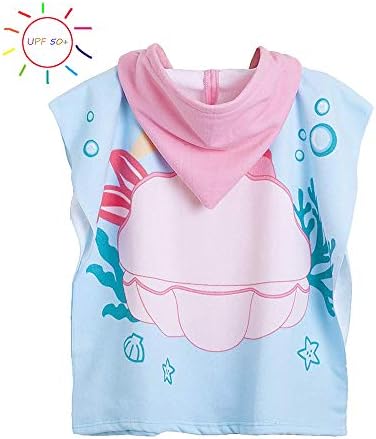 Morinostation Kids Hooded Beach and Bath Towel 100% Soft Microfiber Swimsuit Coverup Swimming Poncho Towel Multi-use for Pool/Shower/Bath (Mermaid)
