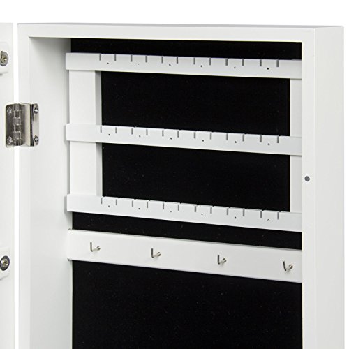 Jewelry Armoire Cabinet Organizer With 4 Picture Frames Wall Mounted White