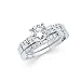 Universal Jewels 14k White Gold Solid Engagement Ring and Wedding Band 2 Piece Set 1.25 Ct