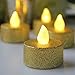 LOGUIDE Led Flameless Flickering Candles Tealight 100+ Hours of Lighting Battery Votive Wedding Christmas Decoration Candles Gold(Led show Warmwhite color)-12