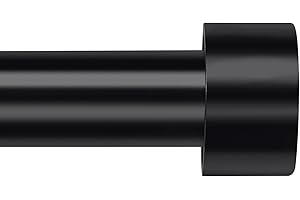 JOYULTRA 1 Inch Modern Curtain Rod, End Cap Style Design, Curtain Rods for Windows 48 to 84 Inch, for Indoor and Outdoor, Adjustable from 65 to 105 Inches, Black