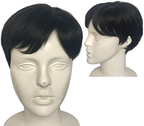Namecute 80% Human Hair+20% Synthetic Fibre Short Men's Wig Full Synthetic Men Toupee Black Hair Replacement Wig