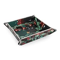 Emibele Jewelry Tray, PU Leather Desktop Jewelry Organizer for Rings Earrings Key Watch Accessories, Christmas Series Catchall Vanity Valet Tray for Travel - Christmas Tree