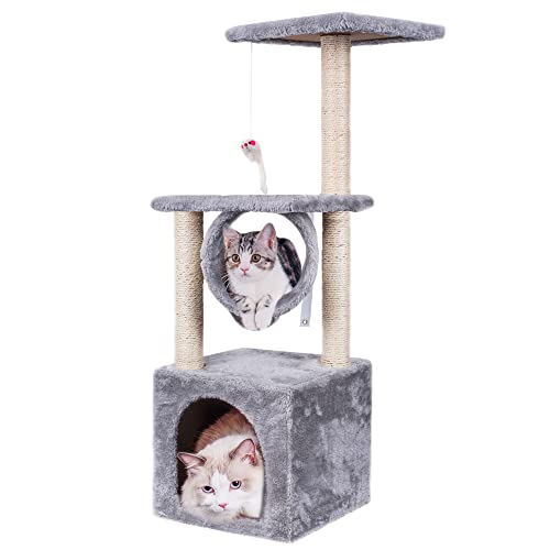 Cat Tree, 95cm Cat Scratch Posts 4 Tier Stable Climbing Tower Activity Trees