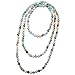 Aobei Pearl Long Amazointe Beaded Necklace for Women Knotted 8mm Gemstone Mala Meditation Jewelry for Prayer 59’’