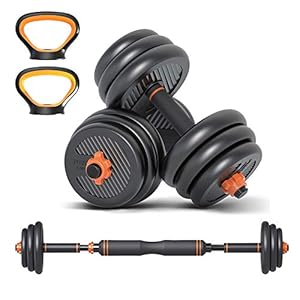 6 in 1 Set Kettlebell & Halters & Barbell, Set van 40 kg Verstelbare Dumbbell Gewichten, vier Fitnessmodi, Perfect voor…
