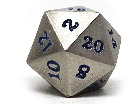 Legendary Silver Metal Polyhedral Dice Set with Electric Blue Signature Font | 7 Piece | Professional Edition | Free Display Case | Hand Checked Quality Control - Thumbnail 5