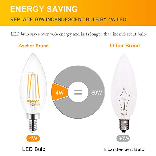 image for Ascher E12 Candelabra LED Light Bulbs 60 Watt Equivalent, 550 Lumens, 