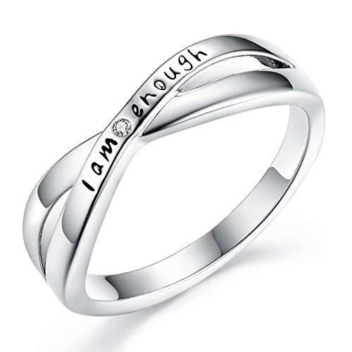 I Am Enough Ring Cubic Zirconia Inspirational Rings Size in