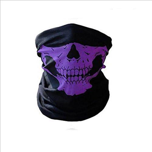 Motorcycle SKULL Ghost Face Windproof Mask Outdoor Sports Warm Ski Caps Bicycle Bike Balaclavas Masks Scarf Halloween Mask (Purple Color)