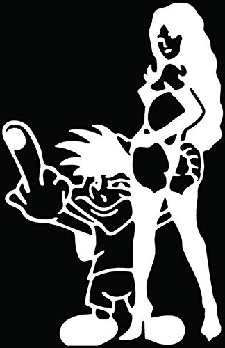 Punk Bad Boy Fcuk Middle Finger Car Truck Window Bumper Vinyl Graphic Decal Sticker- (6 inch) / (15 cm) Tall GLOSS WHITE Color