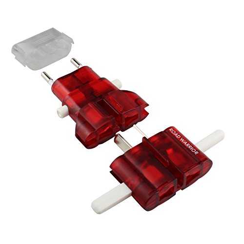 Road Warrior Travel Power AC Plug Adapter EU/UK/AU/US/in, Designed in Japan - RW101CR-US [Red]