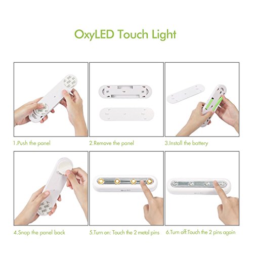 image for OxyLED Closet Lights,Touch Light,4 LED Touch Tap Light,Stick-on Anywhe