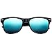 WearMe Pro Polarized Flat Mirrored Reflective Color Lens Large Horn Rimmed Style Sunglasses (Mirrored Blue)