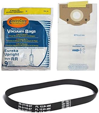 Replacement for Eureka Style RR & 4800 Series Vacuum Cleaner Generic 9 Bags with 1pk Type R Belt, Fits Models 4870AT, 4870BT, 4870DT, 4870F, 4870G, 4872AT, 4872BT, 4874AT.
