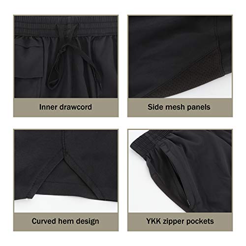 MIER Men's 5 Inches Running Athletic Shorts Quick Dry Workout Training Tennis Shorts with 4