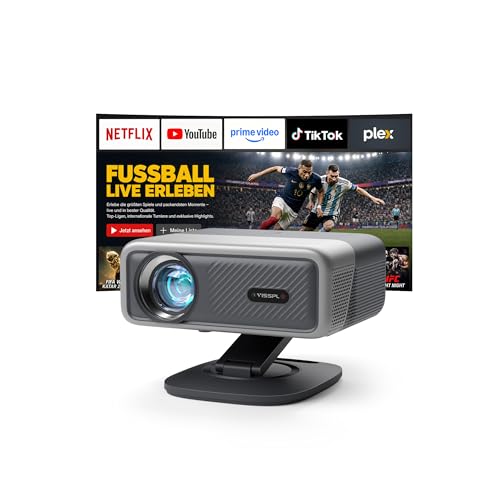 Smart Projector 4K 【Official Apps & Dolby Audio】4200 ANSI Video Projector, Auto Focus & Trapezoidal Correction, VISSPL 1080P Full HD WiFi6 Bluetooth Home Cinema / Outdoor Projector with 360° Holder