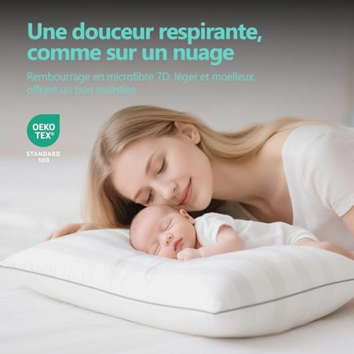 Lullabeau Pillow 40 x 70 cm Set of 2, Soft Pillows, Luxury Hotel Quality, Classic Pillows, Breathable and Soft, Washable, Ideal for Side Sleepers, Back and Belly Sleepers