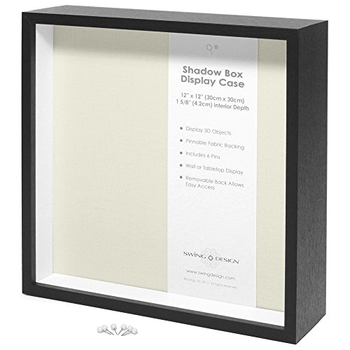 Swing design display shadow box, black, 12" by 12"
