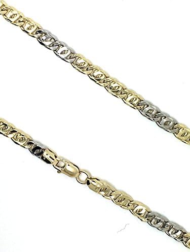 18 Carat / 750 Two Tone Gold Yellow And White Gold 8 Curb Chain - 3.6 mm - Available in Various Lengths