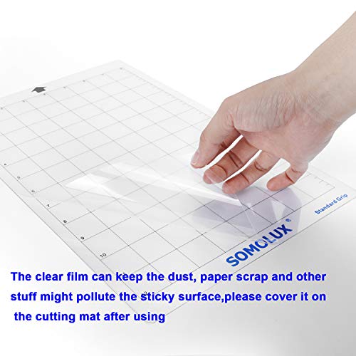 Standard-Grip Cutting Mat 12 ×8 3Pcs by Somolux, Suit for Kricut, Silhouette Electronic Die Cutting Machine Replacement, Clear