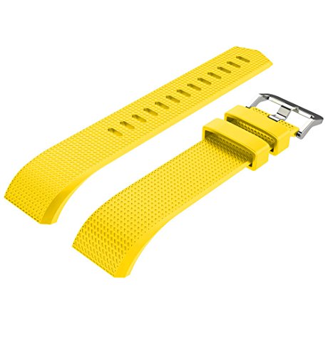 MoreToys Silicone Adjustable Replacement Accessory Sport Watch Band Wrist Strap Bracelet for Fitbit Charge 2 Fitness Wristband (Yellow) - Thumbnail 3