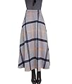 Femirah Women's Grey Plaid Woolen Skirt Long Maxi Winter Skirt