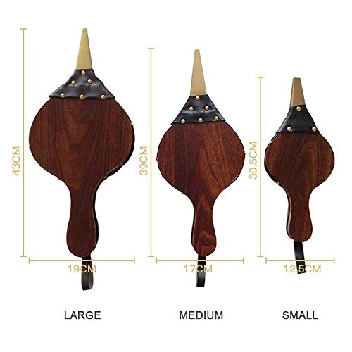 Umiwe Fireplace Bellows Fire Bellows Brown Dense Wood Material Air Blower Fire Bellow Cast Nozzle for Outdoor Camping BBQ Grill Chimney